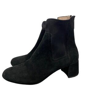 Taryn Rose Black Suede Ankle Boots With Back Zippers & Block Heels Size 9